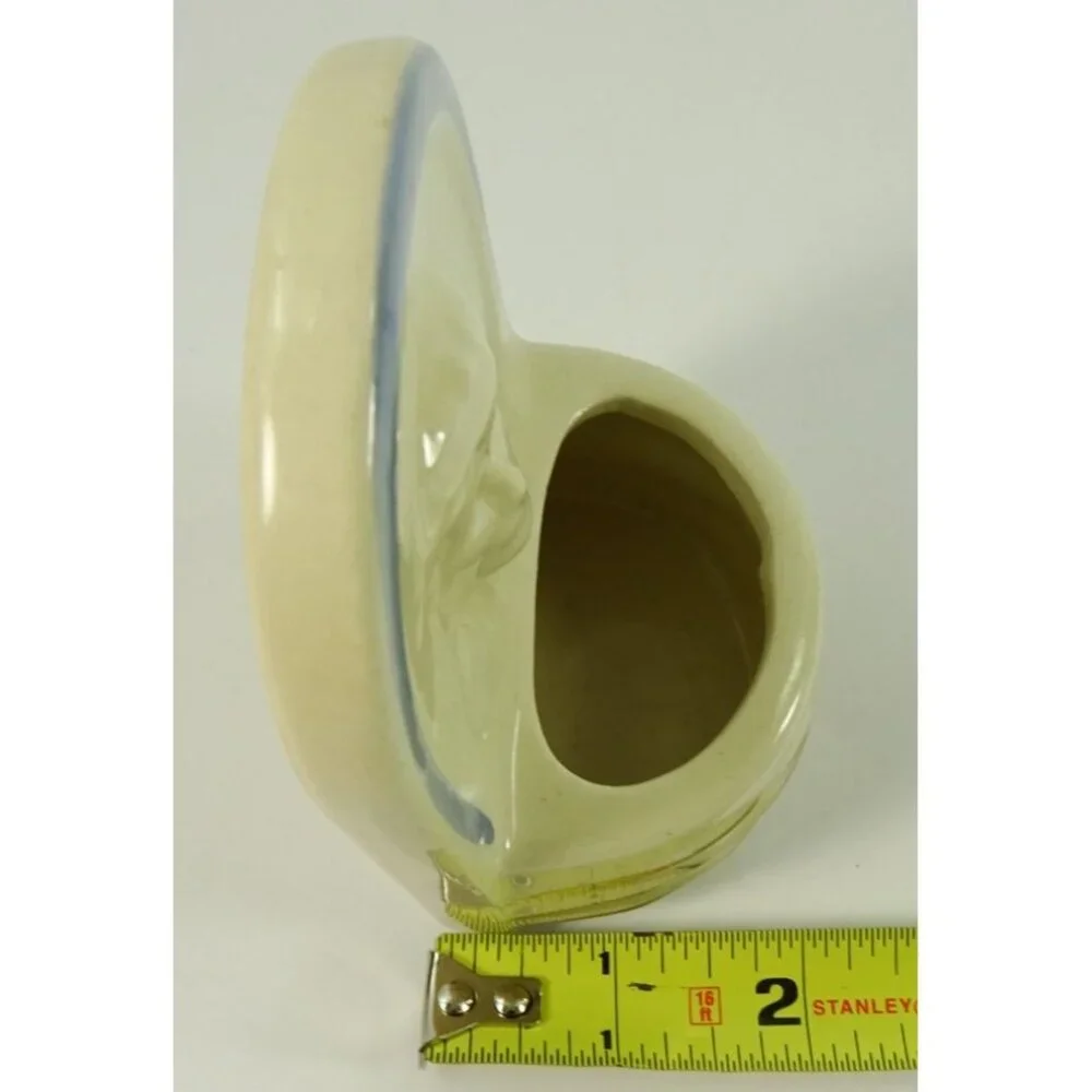 Holy Water Font Wall Hanging Ceramic Jesus Crown of Thorns White Blue USA - Picture 9 of 9